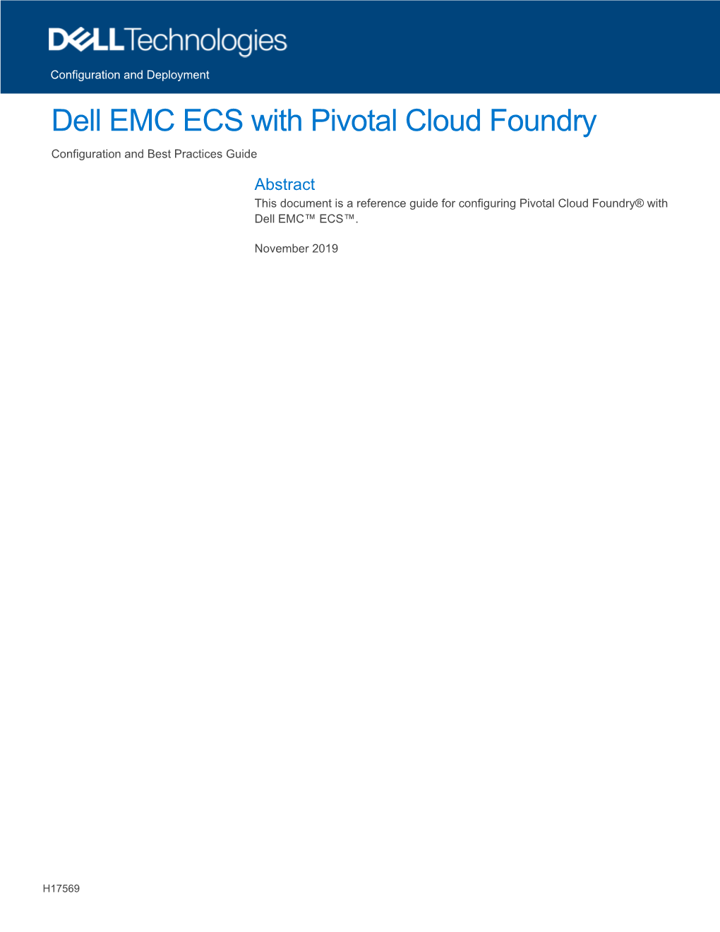 Dell EMC ECS with Pivotal Cloud Foundry Configuration Guide and Best Practices