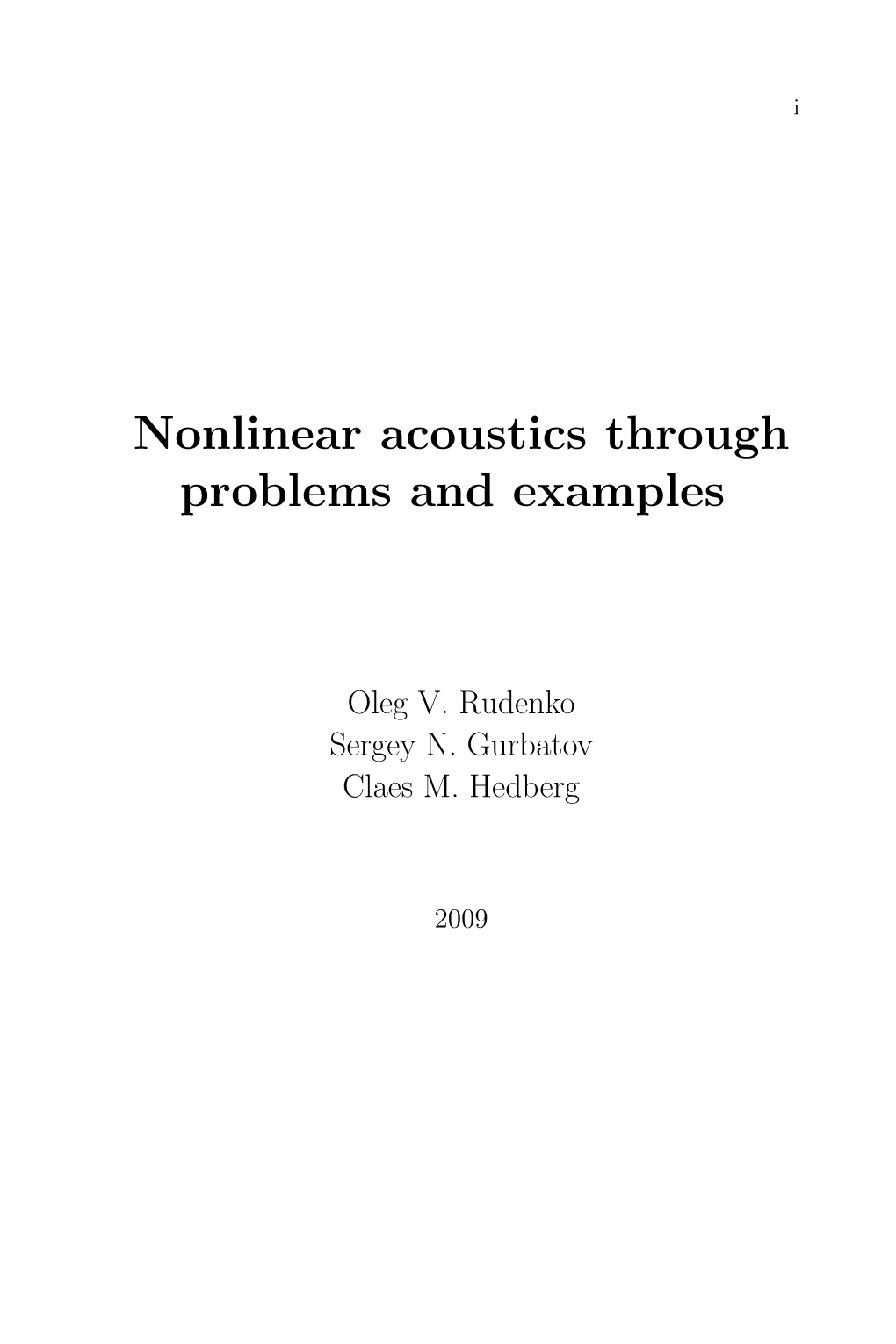 Nonlinear Acoustics Through Problems and Examples