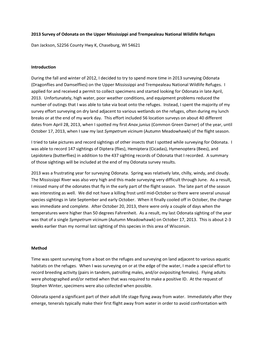 2013 Survey of Odonata on the Upper Mississippi and Trempealeau National Wildlife Refuges