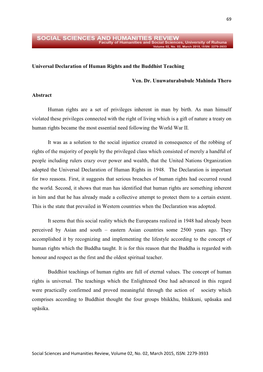Universal Declaration of Human Rights and the Buddhist Teaching