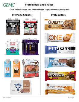Recommended Protein Bars and Shakes