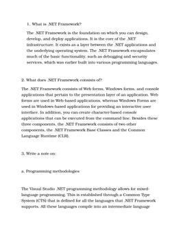 1. What Is .NET Framework?
