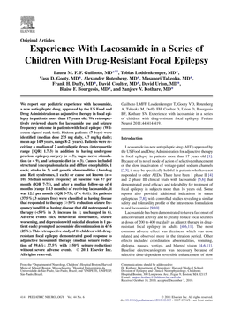 Experience with Lacosamide in a Series of Children with Drug-Resistant Focal Epilepsy