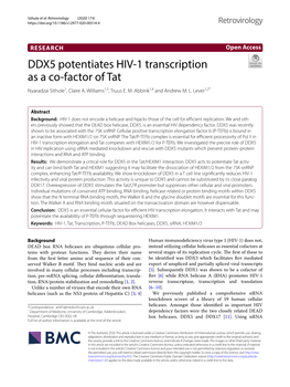 DDX5 Potentiates HIV-1 Transcription As a Co-Factor Of