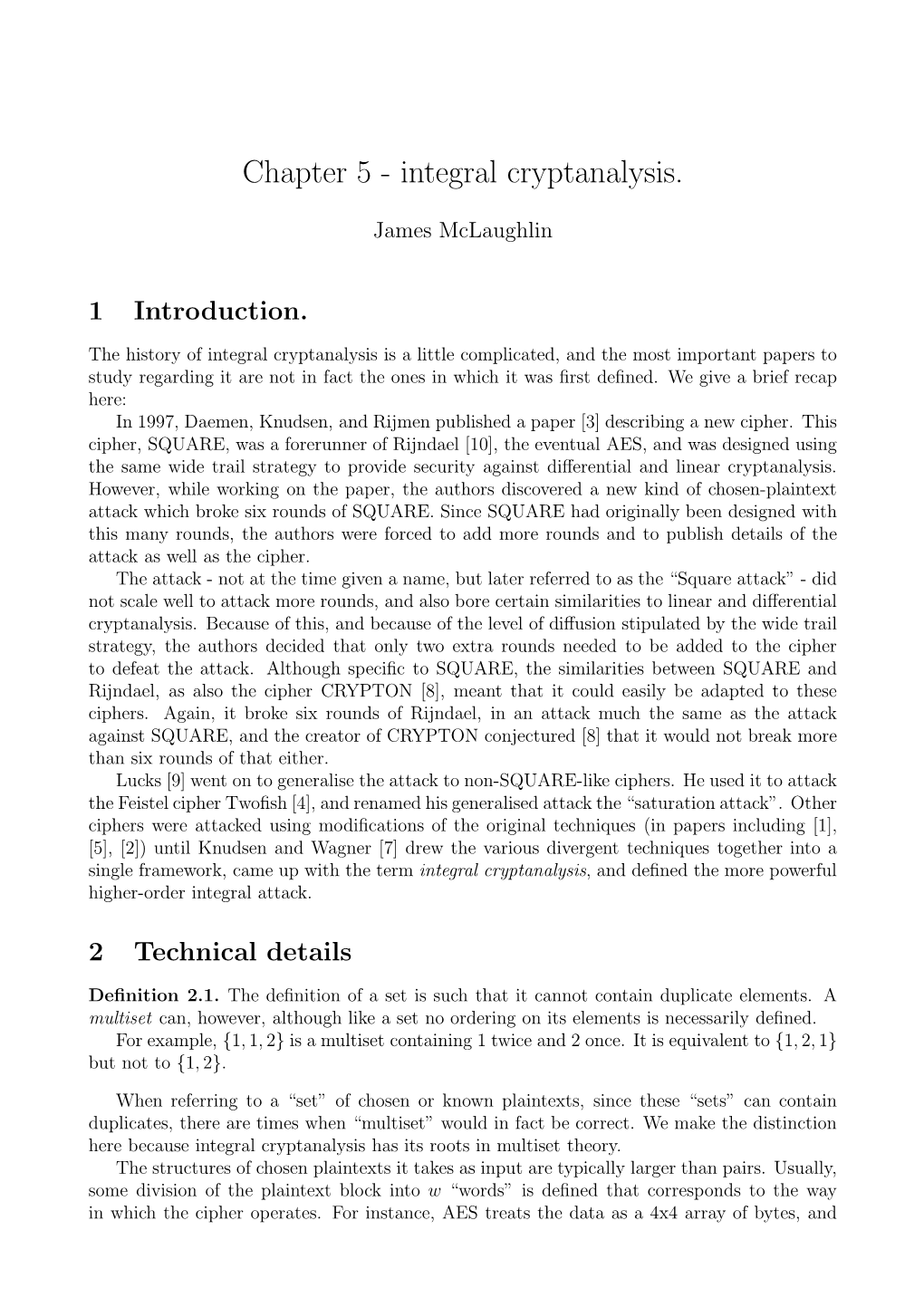 Integral Cryptanalysis