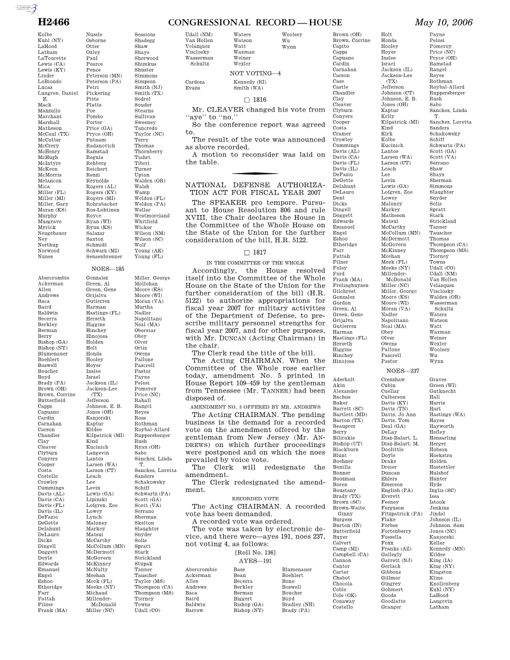 Congressional Record—House H2466