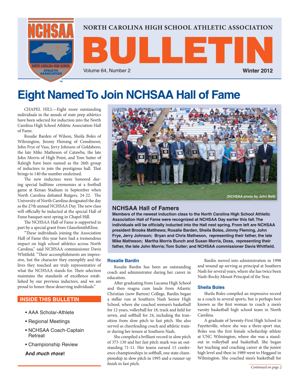 Eight Named to Join NCHSAA Hall of Fame