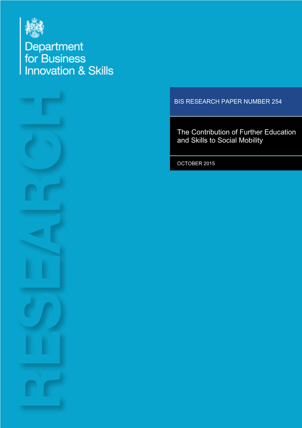 The Contribution of FE and Skills to Social Mobility