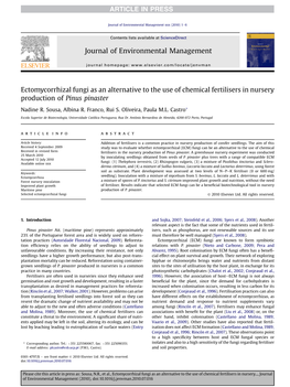 Ectomycorrhizal Fungi As an Alternative to the Use of Chemical Fertilisers in Nursery Production of Pinus Pinaster