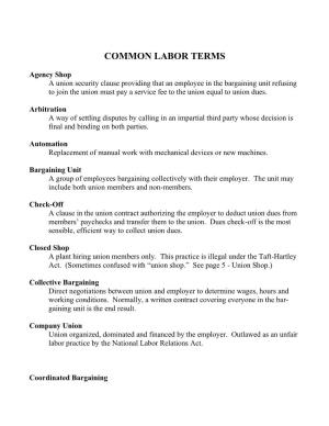 Common Labor Terms
