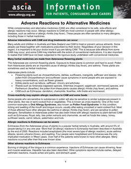 Adverse Reactions to Alternative Medicines