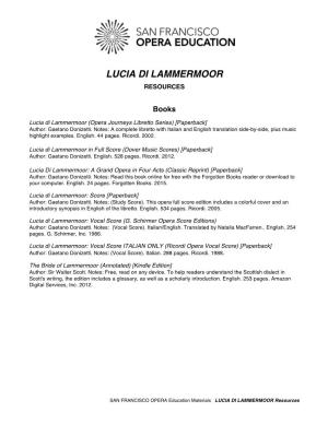 Lucia Di Lammermoor Resources