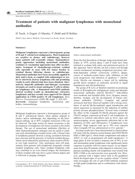 Treatment of Patients with Malignant Lymphomas with Monoclonal Antibodies