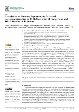 Association of Mercury Exposure and Maternal Sociodemographics on Birth Outcomes of Indigenous and Tribal Women in Suriname