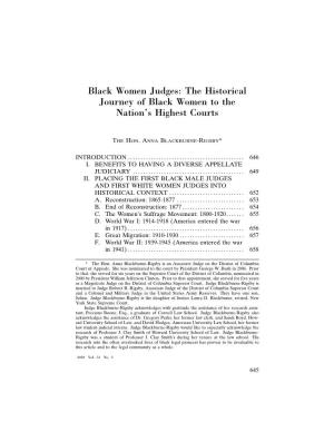 The Historical Journey of Black Women to the Nation's Highest Courts