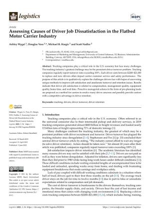 Assessing Causes of Driver Job Dissatisfaction in the Flatbed Motor Carrier Industry