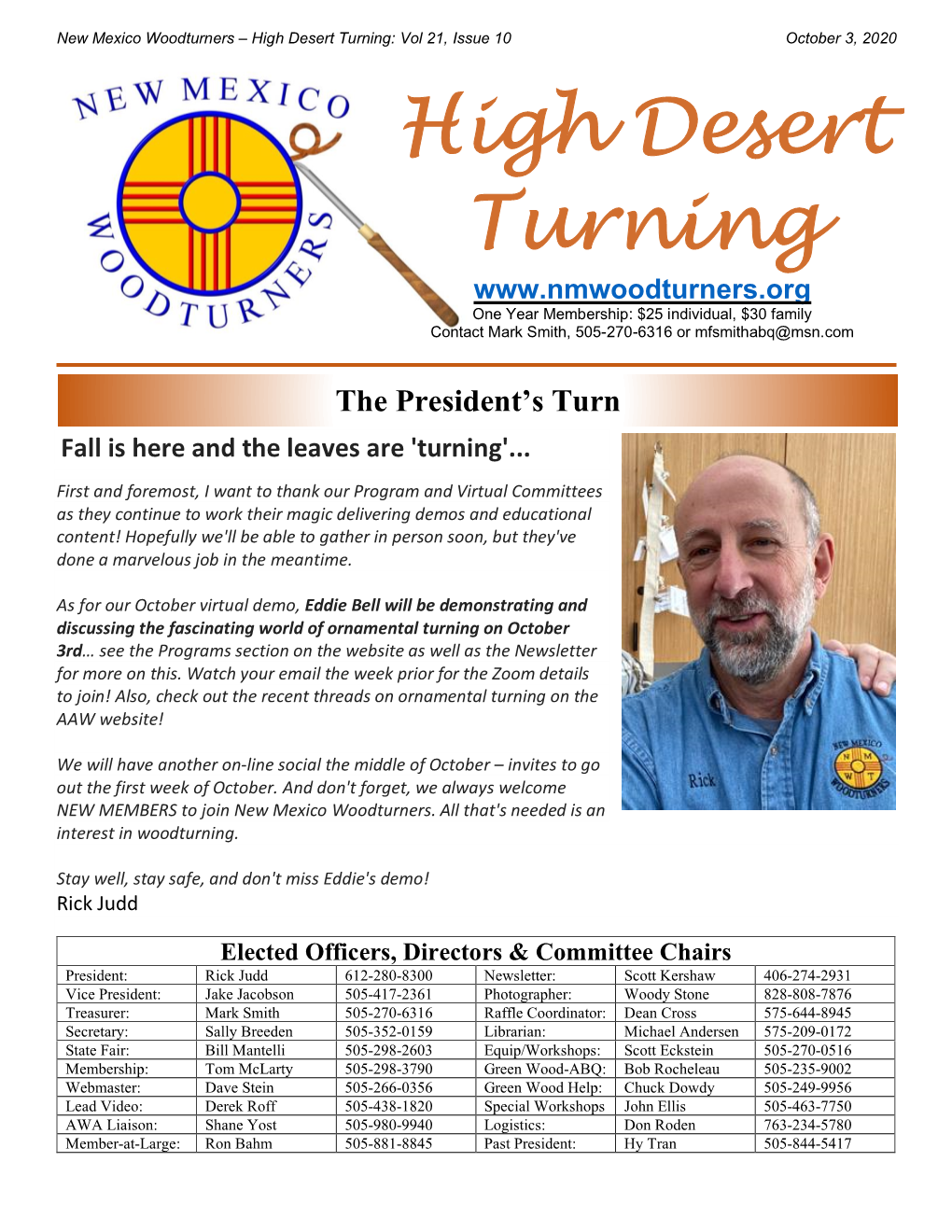 High Desert Turning: Vol 21, Issue 10 October 3, 2020