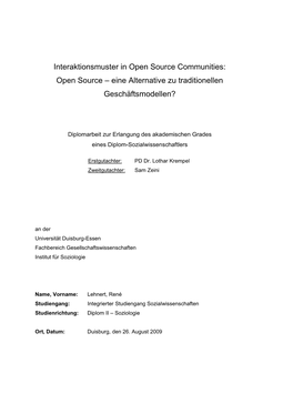 Open Source Communities: Open Source – Eine Alternative Zu Traditionellen Geschäftsmodellen?