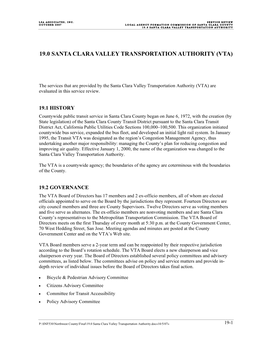 19.0 Santa Clara Valley Transportation Authority (Vta)