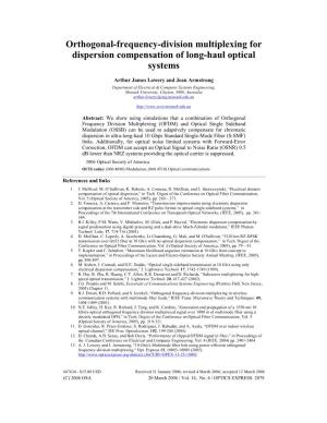 Orthogonal-Frequency-Division Multiplexing for Dispersion Compensation of Long-Haul Optical Systems