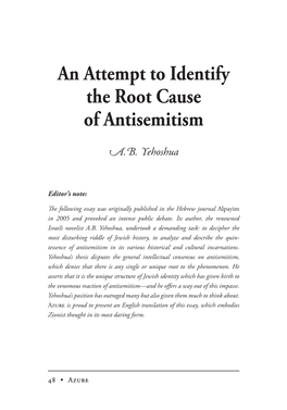 An Attempt to Identify the Root Cause of Antisemitism