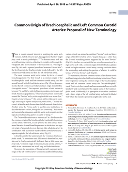 Common Origin of Brachiocephalic and Left Common Carotid Arteries: Proposal of New Terminology