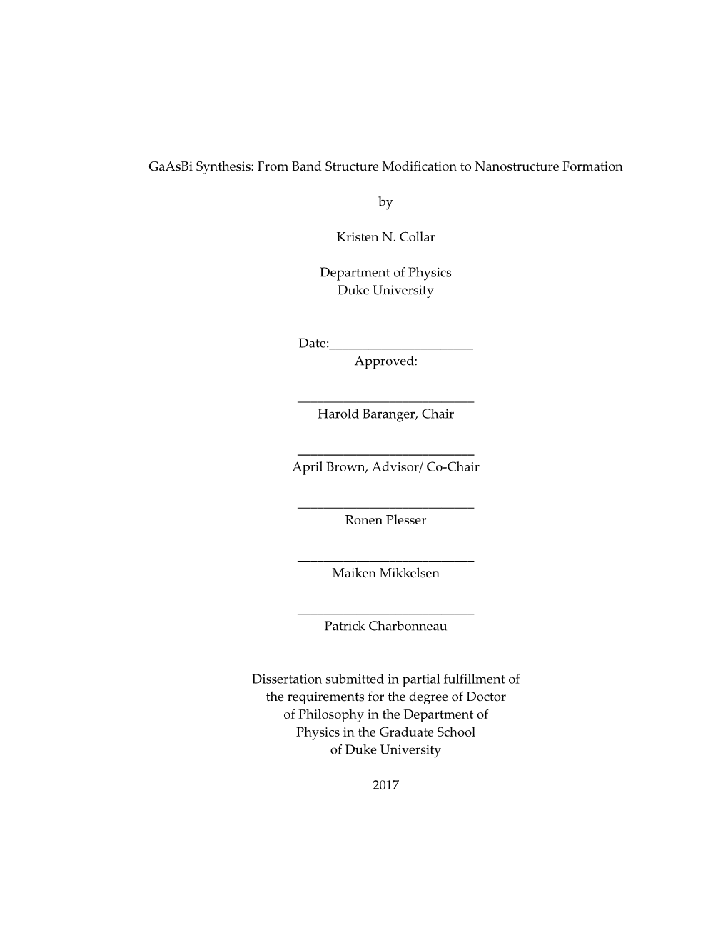 Duke University Dissertation Template