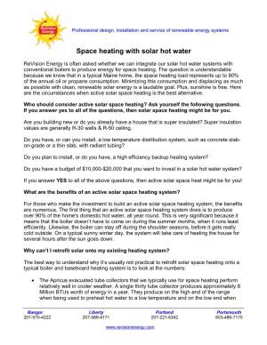 Space Heating with Solar Hot Water