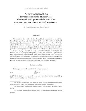 A New Approach to Inverse Spectral Theory, II. General Real Potentials and the Connection to the Spectral Measure