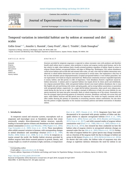 Temporal Variation in Intertidal Habitat Use by Nekton at Seasonal and Diel Scales T ⁎ Collin Grossa, ,1, Jennifer L