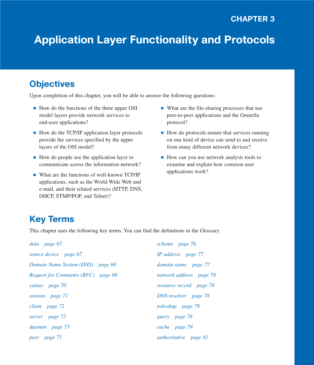 Application Layer Functionality and Protocols