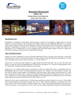 Position Overview Meet Ac Chief Executive Officer (Atlantic City, Nj)