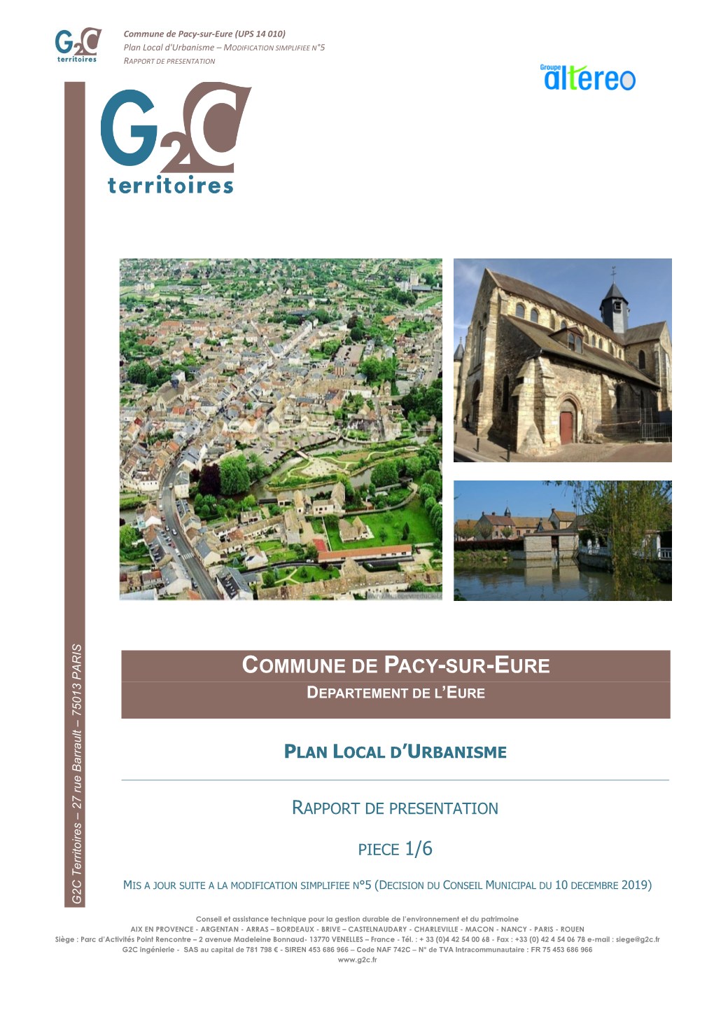 Commune De Pacy-Sur-Eure (UPS 14 010) Plan Local D'urbanisme – MODIFICATION SIMPLIFIEE N°5 RAPPORT DE PRESENTATION