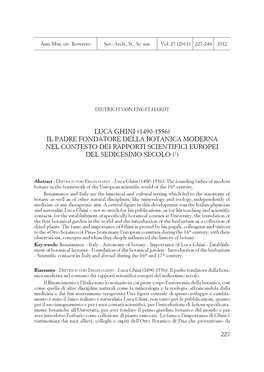 Luca Ghini (1490-1556) Il Padre Fondatore Della Botanica Moderna Nel Contesto Dei Rapporti Scientifici Europei Del Sedicesimo Secolo (1)