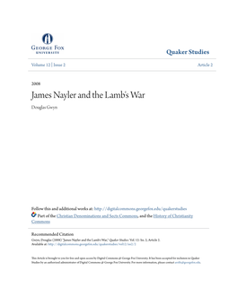 James Nayler and the Lamb's War Douglas Gwyn