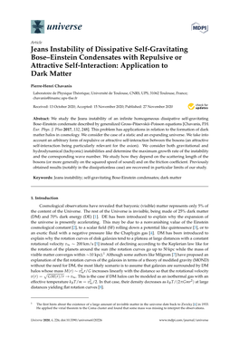 Jeans Instability of Dissipative Self-Gravitating Bose–Einstein Condensates with Repulsive Or Attractive Self-Interaction: Application to Dark Matter