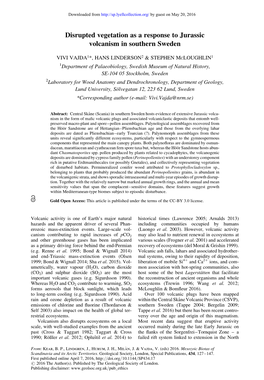 Disrupted Vegetation As a Response to Jurassic Volcanism in Southern Sweden