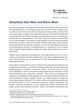 Gutachten Über Max Und Maria Wutz