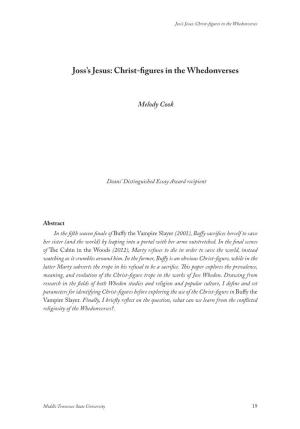 Joss's Jesus: Christ-Figures in the Whedonverses