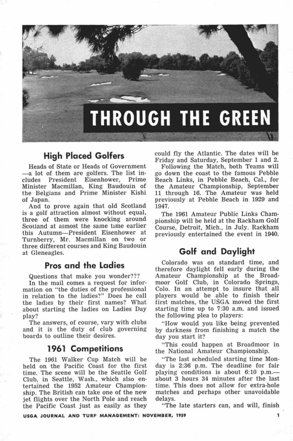 High Placed Golfers Pros and the Ladies 1961 Competitions Golf And
