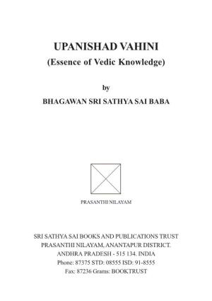 UPANISHAD VAHINI (Essence of Vedic Knowledge)