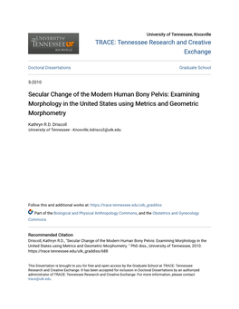 Secular Change of the Modern Human Bony Pelvis: Examining Morphology in the United States Using Metrics and Geometric Morphometry