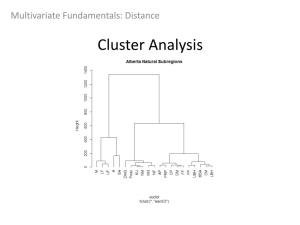 Cluster Analysis Objective: Group Data Points Into Classes of Similar Points Based on a Series of Variables