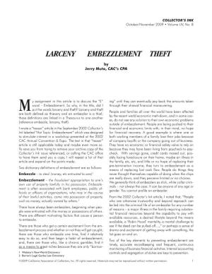 Larceny Embezzlement Theft