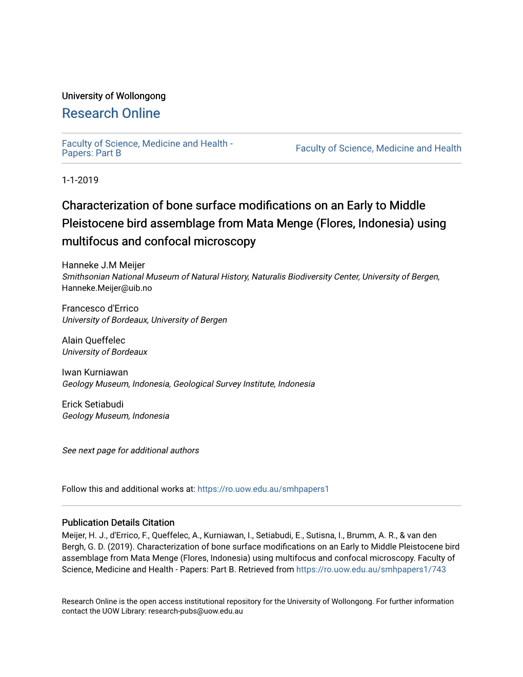 Characterization of Bone Surface Modifications On