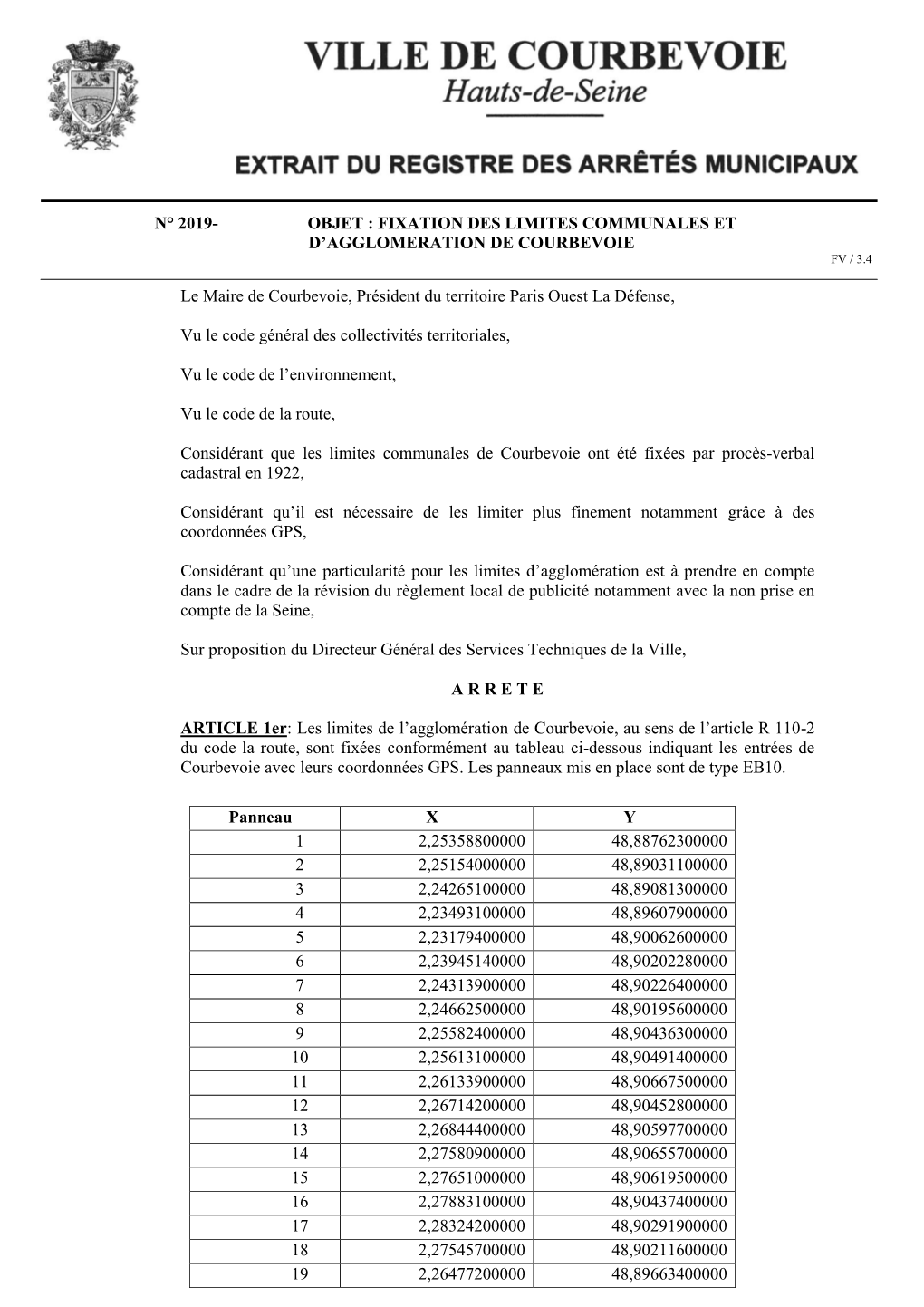 Arretes De Limites D Agglomeration