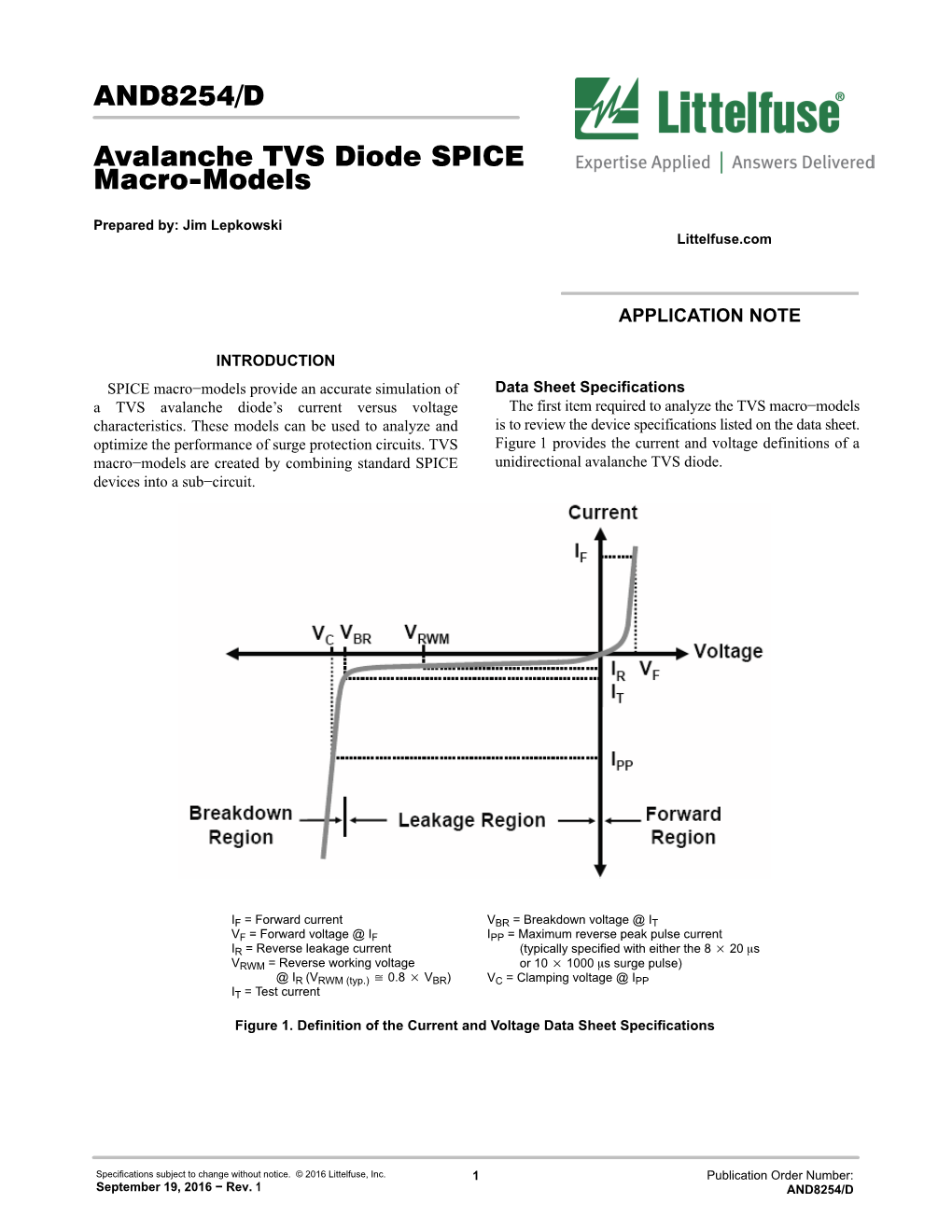 Avalanche TVS Diode SPICE Macro-Models