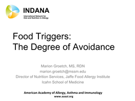 Food Triggers: the Degree of Avoidance