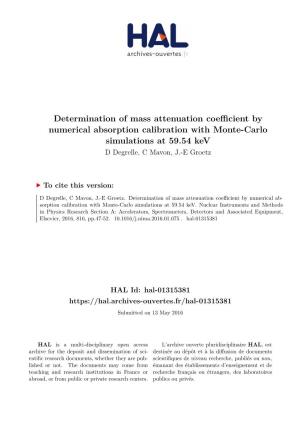 Determination of Mass Attenuation Coefficient by Numerical Absorption