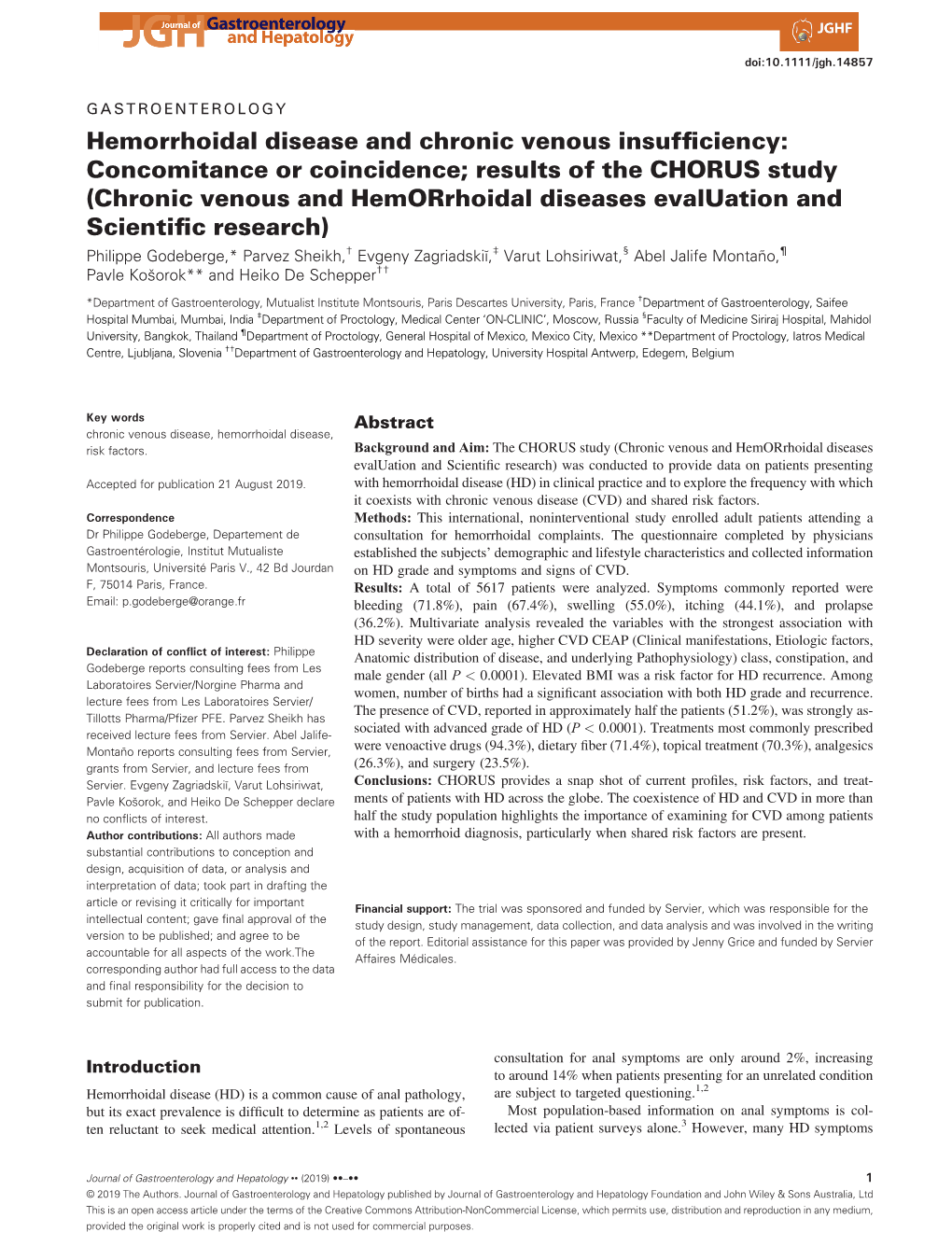 Hemorrhoidal Disease and Chronic Venous Insufficiency: Concomitance